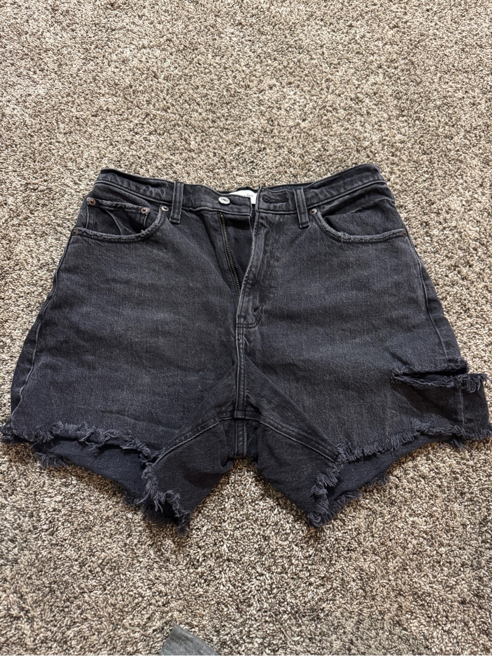 Abercrombie & Fitch Black Frayed Hem Denim Shorts